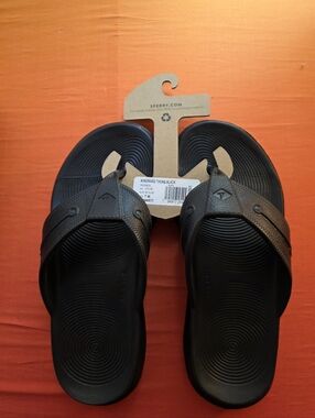Brand New- Sperry Windward Thong, Black. Size Womens 7.